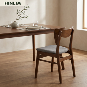 High Quality Durable Wooden Dining Chair Fabric Cushion Upholstered Seat Curved Backrest Modern Design Home Furniture - Product Image 6