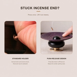 Quemador de Incienso de Bronce Hecho a Mano, el Más Demandado, con Acabado en Oro y Negro, Porta Incienso para Aromaterapia - Product Image 2