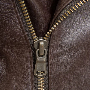 Women's Genuine Cowhide Leather Moto Jacket With Zipper Closure Stand Collar Full Sleeve Autumn Style - Product Image 6