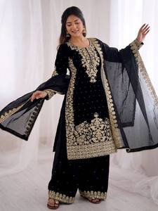 Presenting New Collection Silk With Heavy Embroidery Coding Sequence Work Top Bottom And Dupatta Set Fully Stitched ReadyToWear - Product Image 3