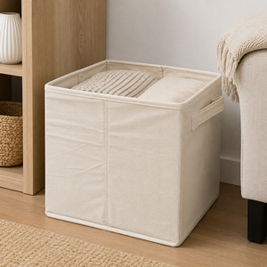 Custom Foldable Cotton Canvas <b>Storage</b> Basket 27x27x27 cm <b>Collapsible</b> Fabric <b>Storage</b> Bin Wholesale OEM Private Label Manufacturer - Product Image 6