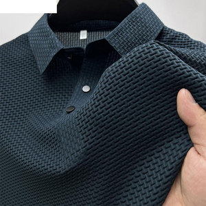 Camiseta de Golf de Verano para Hombre, de Alta Calidad, Tejida, 100% Algodón, Color Sólido, Fresca, Informal, con Cuello Rib, Transpirable, de Manga Corta - Product Image 5