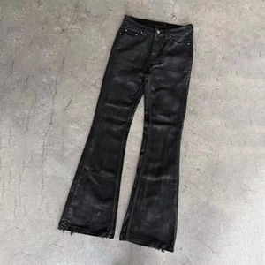 Vaqueros vintage encerados personalizados al por mayor para hombre, estilo bell bottom, streetwear, denim, ajustados, negros, acampanados - Product Image 6