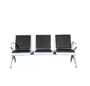 Chaise d'attente moderne 3 places confortable en acier inoxydable pour bureau et réception d'hôpital avec siège et dossier rembourrés - Product Image 1