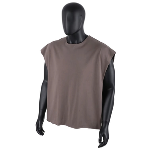 Camiseta sin mangas oversize para hombre, de algodón grueso, con hombros caídos, personalizable con logo, para gimnasio, estilo urbano. - Product Image 1