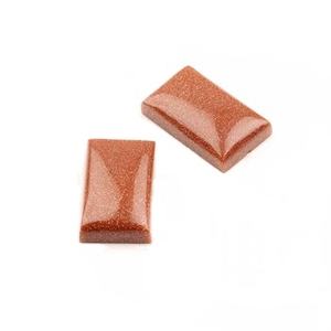 High Quality 12x20mm Smooth Rectangle Brown Goldstone Quartz Cabochon Natural Flatback Loose Gemstone for Jewelry <b>Earring</b> Making - Product Image 1