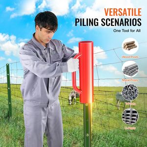 Maniglia per picchetto a percussione manuale in acciaio al carbonio resistente da 14 libbre con diametro interno di 2,7 pollici, per il posizionamento di pali da recinzione e pali a T da fattoria - Product Image 2
