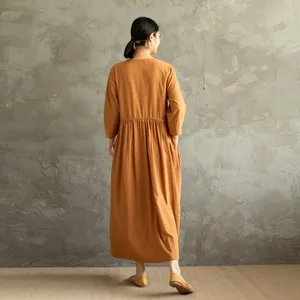 Vestido Maxi Bohemio de Algodón y Lino para Mujer, Corte Holgado, Casual, Verano, Manga Larga, Estilo Vintage - Product Image 2