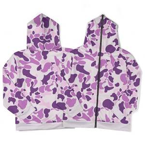 Sudadera con capucha unisex personalizada de camuflaje rosa con cremallera completa, corte holgado, chaqueta deportiva con capucha, sudadera informal estilo streetwear para parejas - Product Image 6