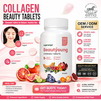 Comprimés à croquer de collagène alimentaire Elma pour la beauté, éclaircissement et fermeté de la peau des femmes, faible MOQ, Halal, GMP, HACCP, 60 unités, Maca naturelle