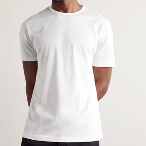 Camiseta Blanca Lisa para Hombre, 100% Algodón, Suave, Transpirable, Cuello Redondo, Informal, Cómoda para Uso Diario - Product Image 1