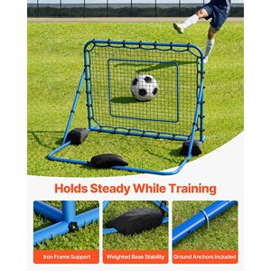 Rete Rimbalzante Portatile per Calcio con Controllo Angolare Rapido, Telaio in Ferro Resistente, Rete in PE per Allenamento di Calcio e Passaggi - Product Image 5