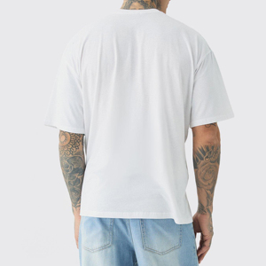 เสื้อยืดคอกลมโอเวอร์ไซส์ผ้าฝ้าย 100% คุณภาพสูงสำหรับผู้ชาย สั่งทำพร้อมปักโลโก้ได้ - Product Image 2