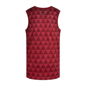 Camiseta de baloncesto al por mayor personalizada color granate sin mangas con malla frontal, logotipo, antibacteriana, transpirable, ajuste atlético, para hombre, de poliéster. - Product Image 2