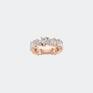 Bague Éternité en Or 14K avec Diamants de Laboratoire Multi-Couleurs 3.60CTW, Taille Mixte VVS2 EF, Sertie à Griffes, Bijou de Mariage - Product Image 2