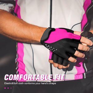 Gants de cyclisme d'été personnalisables pour VTT et vélo de route, ajustables, respirants, rembourrés, demi-doigts, unisexe, avec fermeture auto-agrippante - Product Image 5