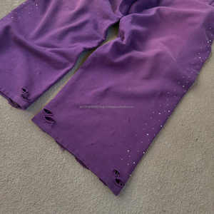 Custom Men's <b>Vintage</b> <b>Trousers</b> with Rhinestones Wide Leg Distressed Flared Sweatpants Comfortable Flare Pant Style - Product Image 5