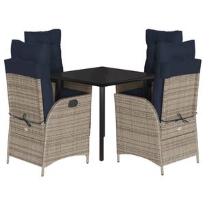 Set da Pranzo da Giardino in Rattan PE Grigio Resistente ai Raggi UV di Media Dimensione per Uso Esterno - Product Image 2