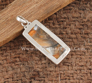 Colgante Rectangular de Turquesa Cobre Natural con Ostra, Plata de Ley 925, Amuleto Geométrico de Piedra Azul, Joyería Boho Hecha a Mano - Product Image 6