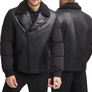 Veste en similicuir pour homme, style bomber oversize, fermeture éclair, col montant, coupe-vent, streetwear décontracté - Product Image 3
