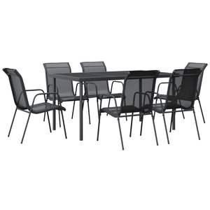 Grande Set da Pranzo Ergonomico da Giardino in Acciaio Verniciato a Polvere Nero - Product Image 2