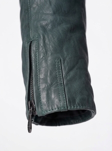 Veste en cuir pour homme, col montant, fermeture éclair intégrale, manches longues, veste décontractée tendance avec plusieurs poches - Product Image 6