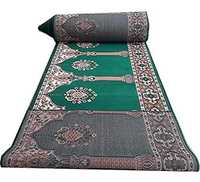 Tapis de prière islamique traditionnel vert Janamaz, fait main, écologique, antidérapant, pour mosquée, à poils moyens, doux, durable, pour usage quotidien