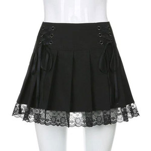 Jupes courtes plissées en dentelle rose pour femme, style gothique noir punk, décontractées, sexy, tendance, vente en gros, meilleures ventes - Product Image 4