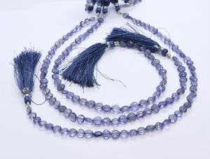 Perles de pierre d'iolite naturelle facettées en forme de cœur, 5-6 mm, perles d'iolite en forme de cœur percées sur une longueur de 10 pouces pour la création de bijoux - Product Image 6