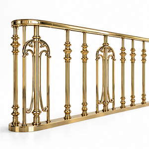 Ornamental Gold Tone Metal Staircase <b>Railing</b> with Decorative Arched Scroll Balusters for Classic Luxury Interiors - Product Image 3