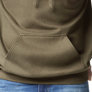 Sweat à capuche unisexe vert olive uni, coupe-vent, avec poche, en molleton doux mélangé coton, manches longues, décontracté, pour l'extérieur, vêtement d'hiver - Product Image 6
