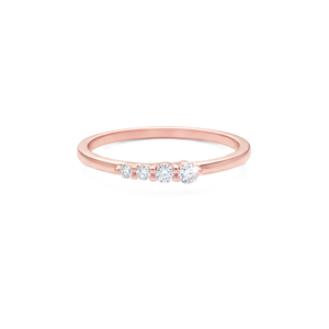 Anillo Apilable Minimalista con Diamantes de Laboratorio Redondos, Oro Sólido de 9K, 10K, 14K, 18K, Anillo de Promesa con Cuatro Diamantes, Anillo de Moda para Uso Diario - Product Image 2