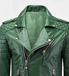 Veste de mode en cuir véritable à fermeture éclair personnalisée pour hommes de bonne qualité à des tarifs de gros Veste en cuir de couleur personnalisée pour hommes - Product Image 2