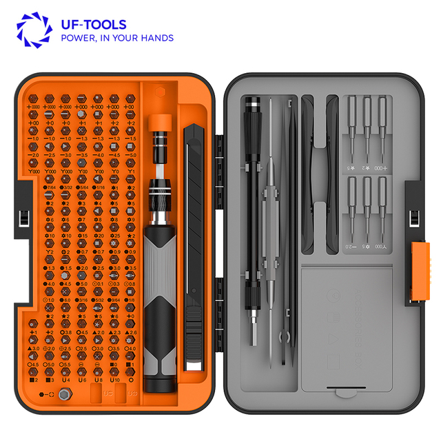 UFTOOLS 166 in 1Precision Multifunctional DIY Grade Steel Handle Black Oxide Finish Screwdriver Set Mobile Phone Computer Repair