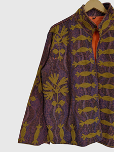 Floral Pattern Mandarin Collar Blazer Full Sleeve Women'<b>s</b> Plus Size Autumn Wear Woven Polyester Jacket - Product Image 2