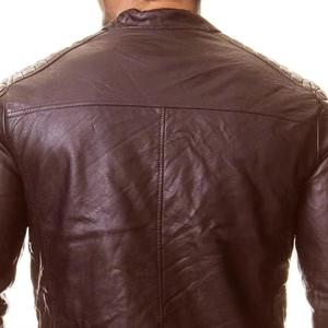 Wholesale Price Hot Selling 2025 New Style Genuine Leather Stand Collar <b>Fur</b> <b>Trim</b> Streetwear Winter Leather Jackets for Men - Product Image 3