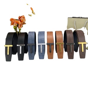 Nuevo Cinturón Casual de Cuero para Hombre, 100% Piel de Vacuno Genuina, Cómodo, Transpirable, con Letras de Diseño de Lujo, 3.8cm de Ancho, Cobre - Product Image 4