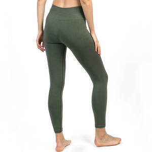 <b>Women</b> High Waist Yoga <b>Leggings</b> Four-Way Stretch Solid Ankle-Length Gym Workout Pants Olive Green - Product Image 5