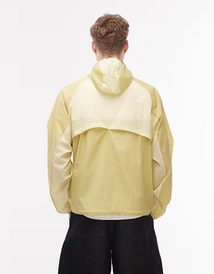 Men's <b>Yellow</b> Windproof Racer <b>Jacket</b> With Hood Zipper Closure Sporty Style Polyester Material Spring Wear - Product Image 6
