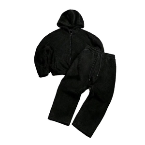 Nuevo Diseño Conjunto Deportivo Casual de 2 Piezas para Hombre, Sudadera con Capucha de Forro Polar de Poliéster, Traje Deportivo para Correr, Cálido para Invierno - Product Image 1