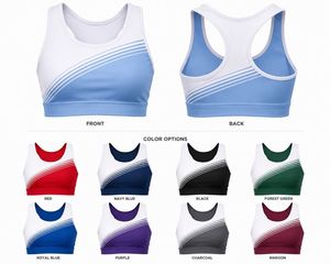 Women's Racerback Sports <b>Bra</b> <b>Blue</b> White High Support Athletic Wear Quick Dry Breathable Eco-Friendly U-NECK - Product Image 6