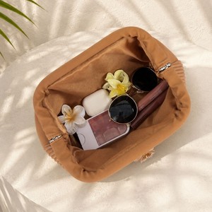 Pleated Cosmetic Bag Zipper Toiletry Pouch Polyester <b>Makeup</b> <b>Case</b> Portable Travel Organizer - Product Image 2