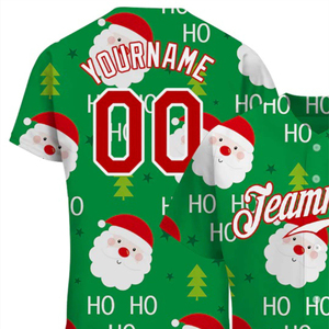 Maillot de baseball de Noël personnalisé avec imprimé Père Noël, chemise de sport boutonnée à manches courtes, uniforme d'équipe - Product Image 5