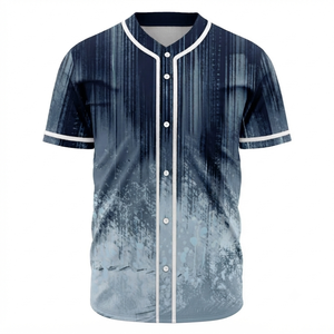 100% Polyester Full <b>Button</b> Short Sleeve Baseball Shirt Front Logo Quick Dry Breathable Anti-Bacterial V-neck Sports Wear Adults - Product Image 4