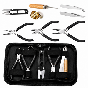 Kit de herramientas para hacer joyas, alicates de acero inoxidable con mango de madera para manualidades, juego de 8 piezas - Product Image 6