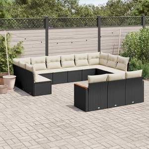 Black And Cream Garden <b>Sofa</b> <b>Set</b> With Cushions Outdoor Furniture UV Resistant PE Rattan Contemporary Design Waterproof - Product Image 1
