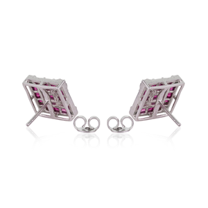 Magnifiques boucles d'oreilles en argent sterling 925 avec rubis naturel et diamants, pierres de naissance de juillet, pour un usage quotidien féminin - Product Image 6