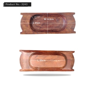 Gran oferta decorativa de nogal de madera estilo europeo zanjadora Rectangular multiusos de alta calidad hecho a mano tazón de masa portavelas - Product Image 2