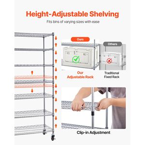 Scaffale Portaoggetti a 7 Ripiani con 18 Contenitori, Sistema di Scaffalature in Filo d'Acciaio con Ruote Mobili per Organizzazione Attrezzi - Product Image 4