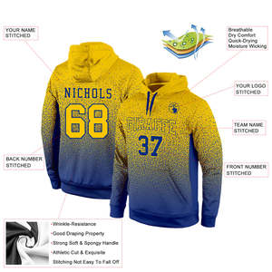 Sudadera con Capucha Personalizada en Degradado Amarillo y Azul, de Poliéster, Unisex, con Nombre y Número del Equipo Impresos, Estilo Casual para Otoño - Product Image 6